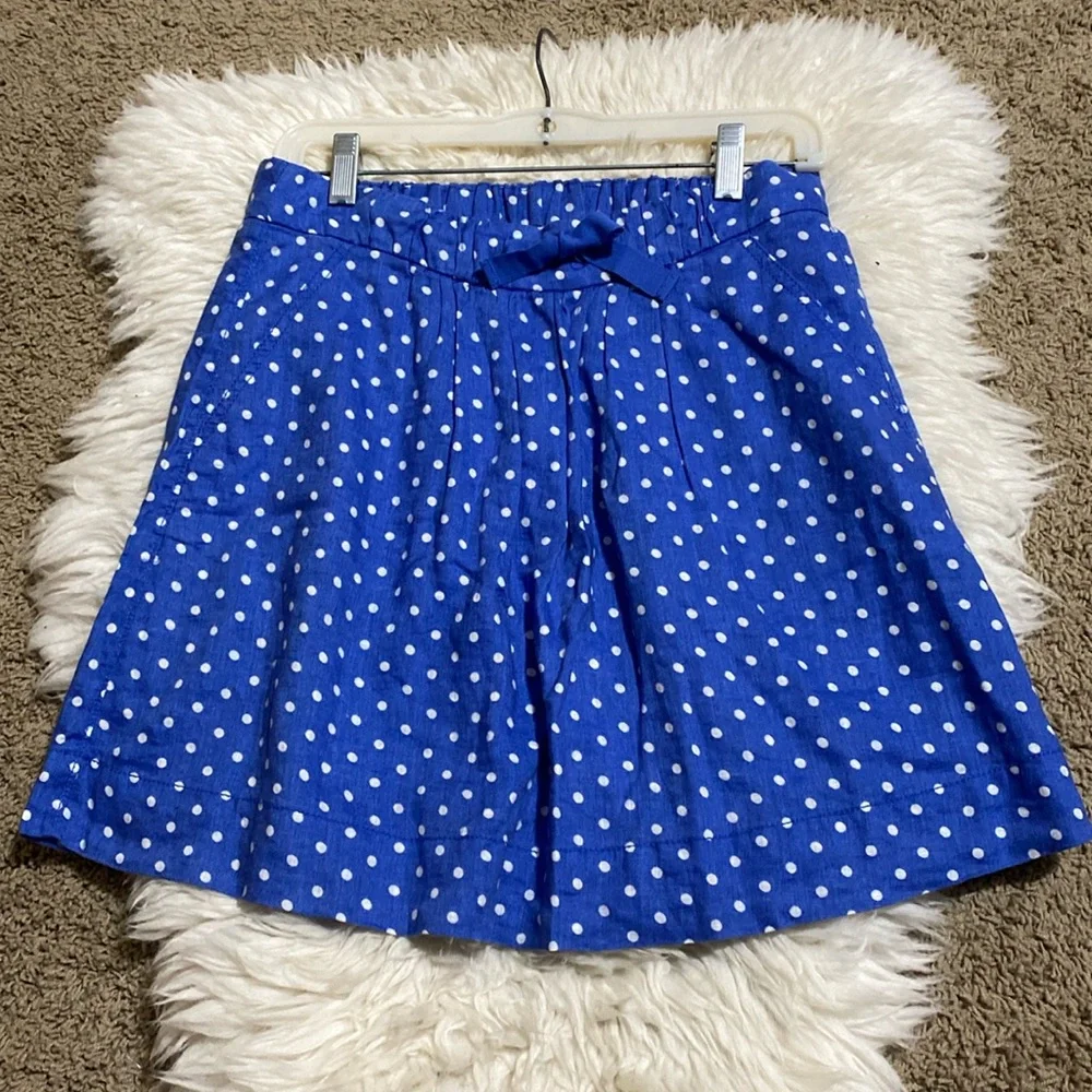 J CREW Sky Blue & White Polka‎ Dot Linen Skirt #46618 Size 2 Women's